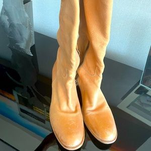 Prada tan leather boots 40